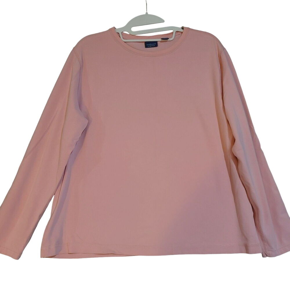 Westbound Stretch Womens Top Pink Size Large Cotton Blend Long Sleeve Pullover